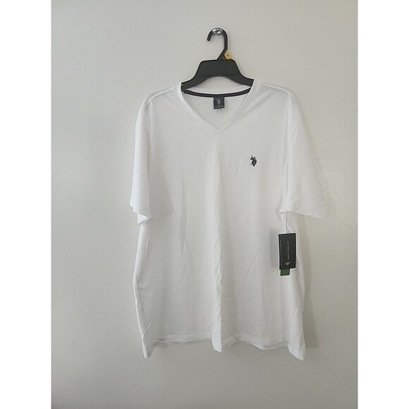 Men's U.S Polo Assn.  White Logo V-Neck Short Sleeve T-Shirt Size 3x Large - Picture 4 of 10